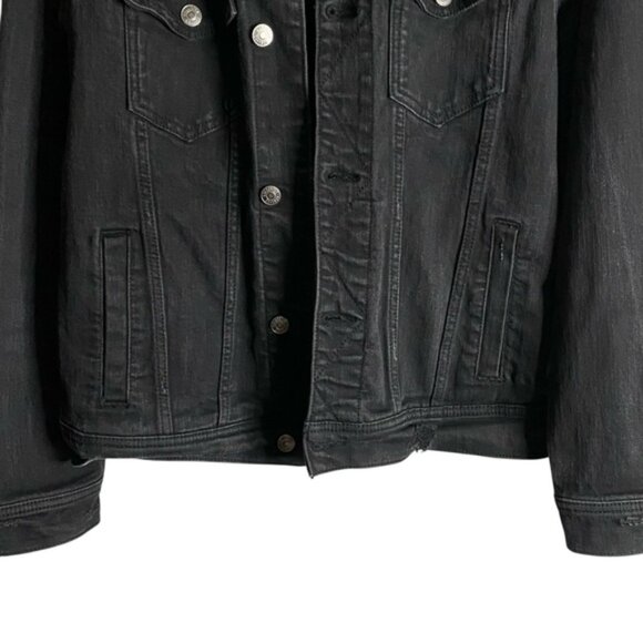 Hollister Men's Black Epic Flex Denim Button Down Hooded Jacket - Picture 3 of 7